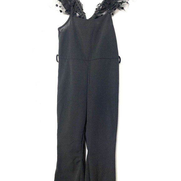 WDIRARA Girl's Jumpsuit Black Bootcut Flare Mesh Polka Dots Size 10 Years Old - Picture 13 of 14